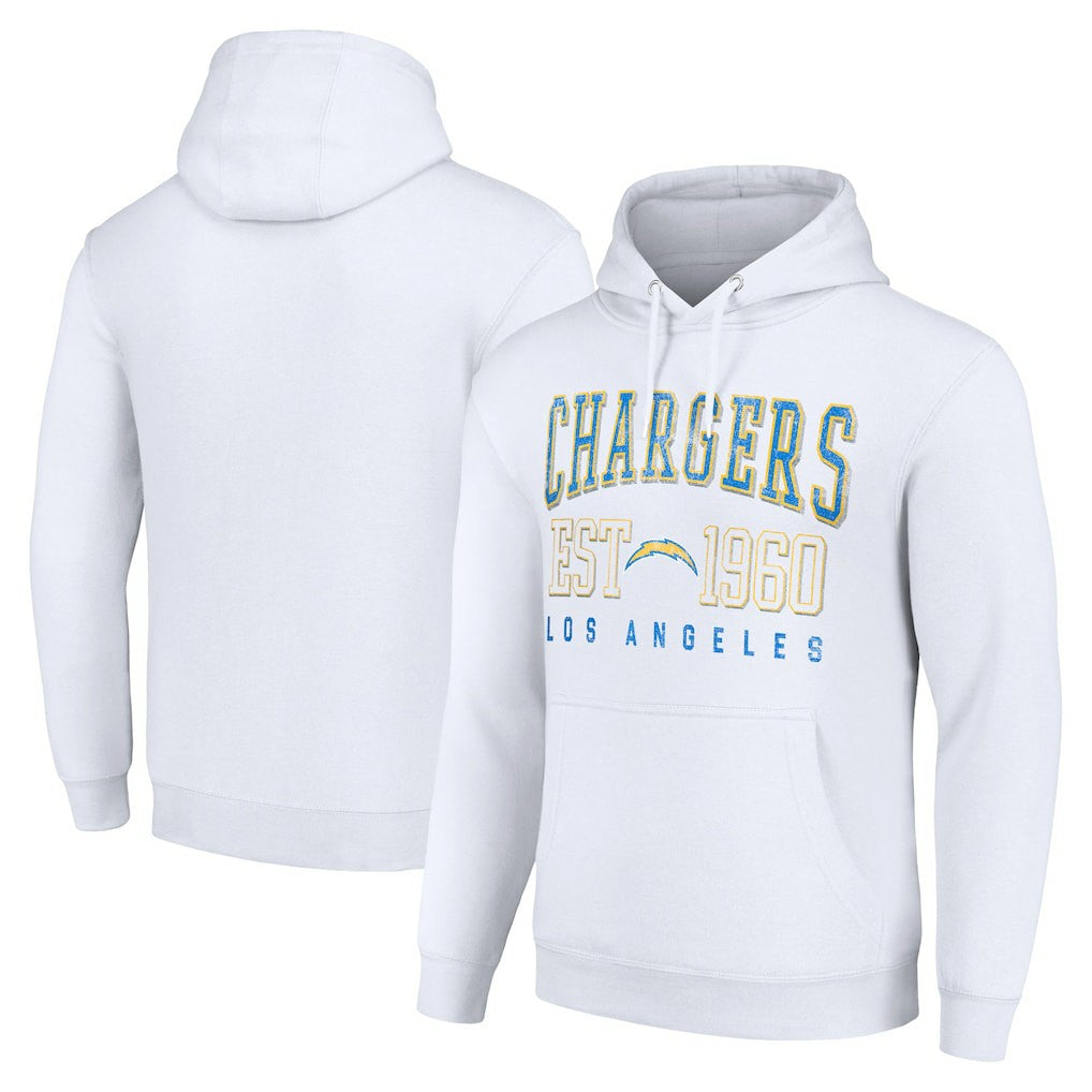 Los Angeles Chargers Starter Unisex Throwback Logo Pullover Hoodie White