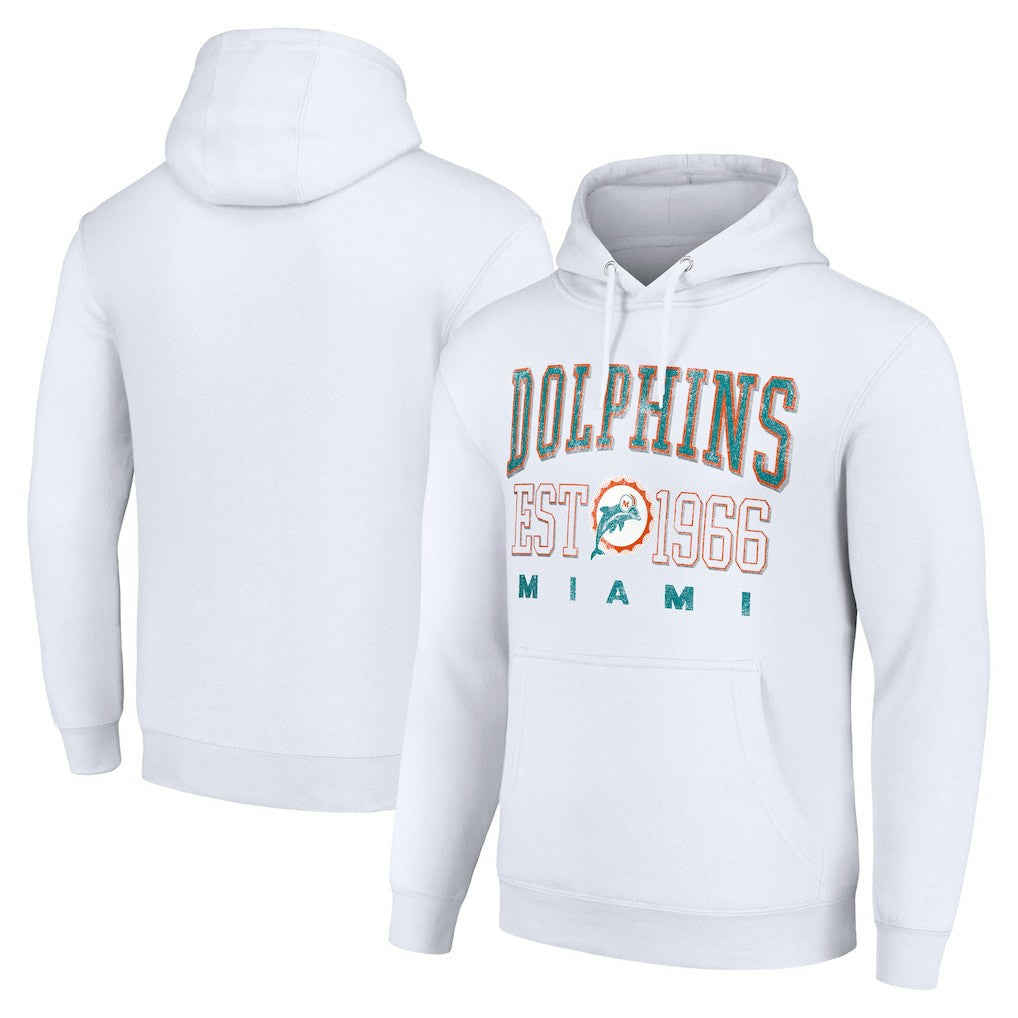 Miami Dolphins Starter Unisex Throwback Logo Pullover Hoodie White