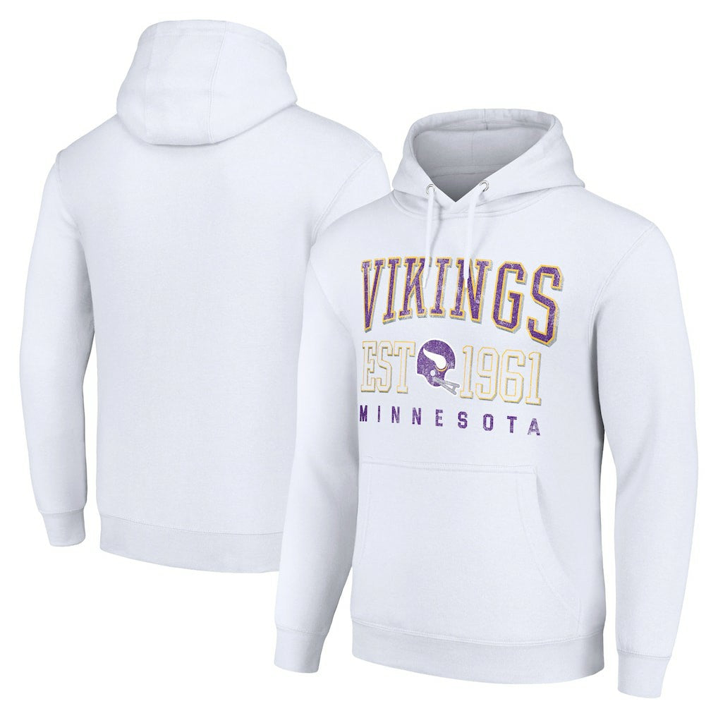 Minnesota Vikings Starter Unisex Throwback Logo Pullover Hoodie White