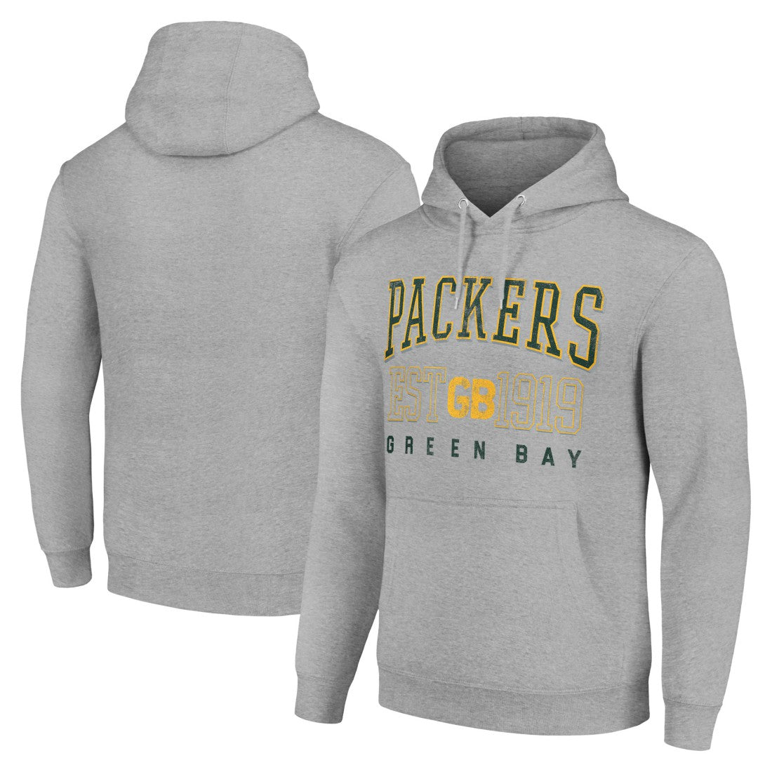 Green Bay Packers Starter Unisex Throwback Logo Pullover Hoodie Heather Gray