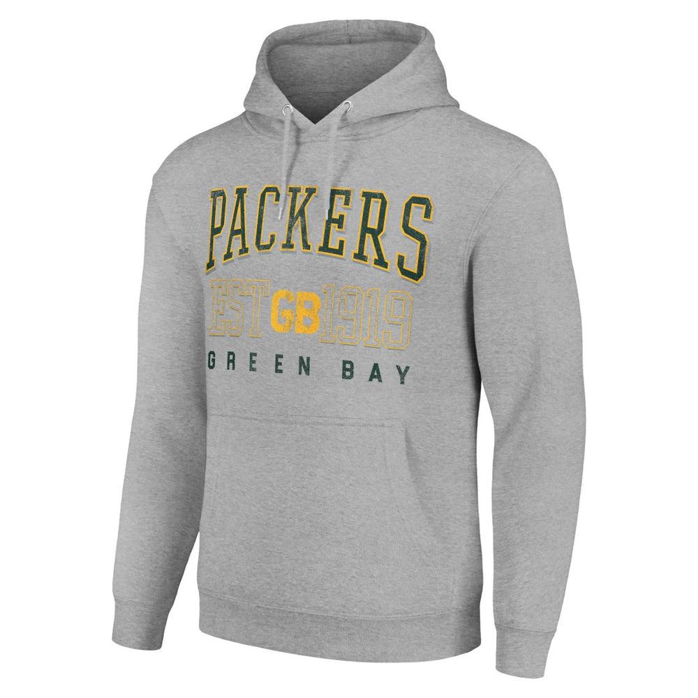 Green Bay Packers Starter Unisex Throwback Logo Pullover Hoodie Heather Gray