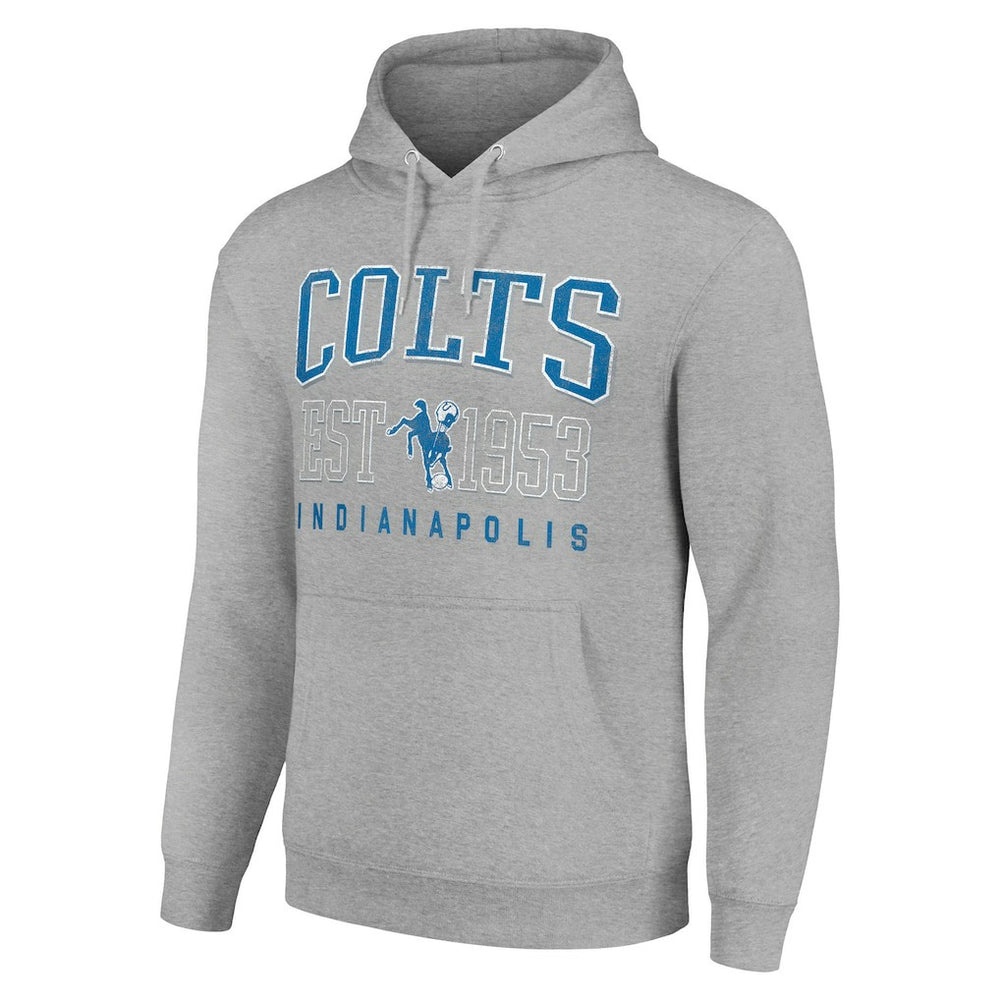 Indianapolis Colts Starter Unisex Throwback Logo Pullover Hoodie Heather Gray