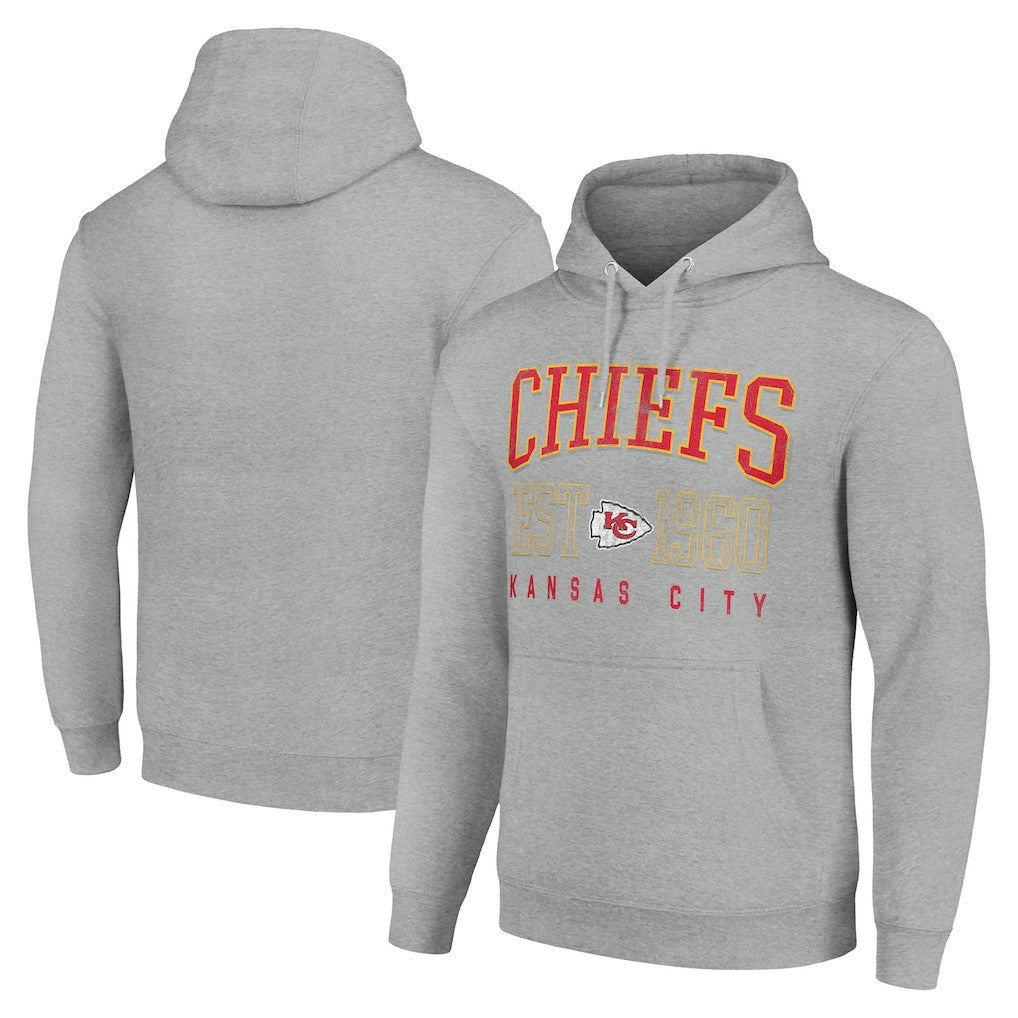 Kansas City Chiefs Starter Unisex Throwback Logo Pullover Hoodie Heather Gray