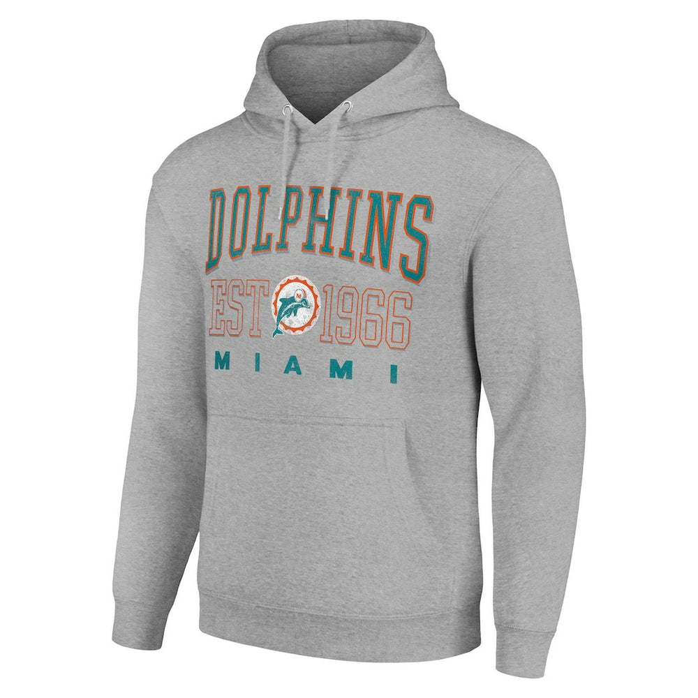 Miami Dolphins Starter Unisex Throwback Logo Pullover Hoodie Heather Gray