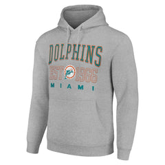 Miami Dolphins Starter Unisex Throwback Logo Pullover Hoodie Heather Gray