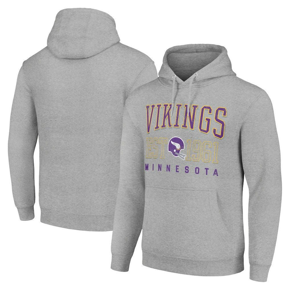 Minnesota Vikings Starter Unisex Throwback Logo Pullover Hoodie Heather Gray
