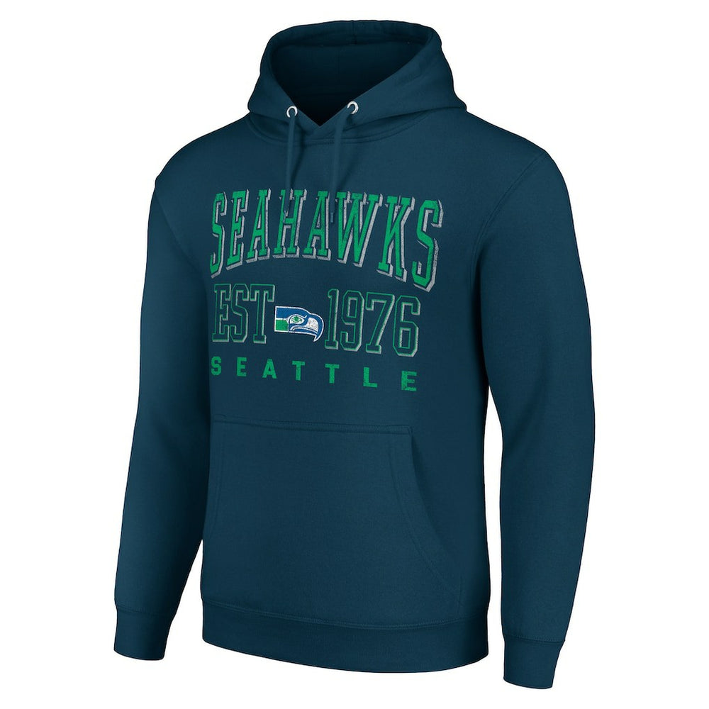 Seattle Seahawks Starter Unisex Throwback Logo Pullover Hoodie College Navy