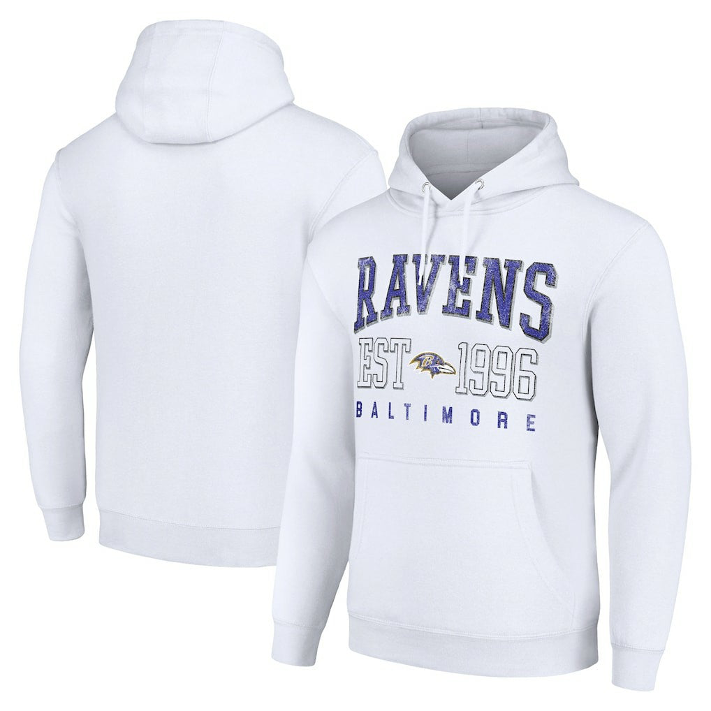 Baltimore Ravens Starter Unisex Throwback Logo Pullover Hoodie White