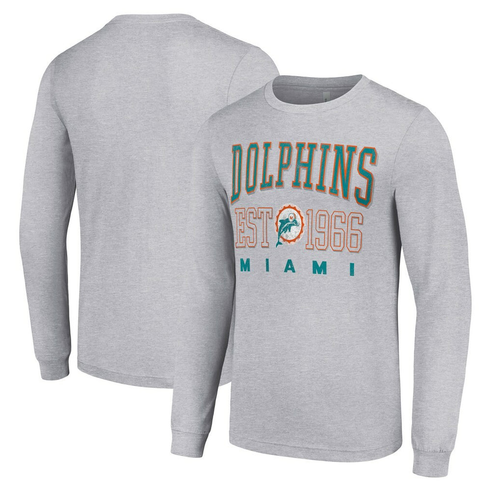 Miami Dolphins Starter Throwback Logo Long Sleeve T-Shirt Heather Gray