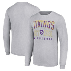Minnesota Vikings Starter Throwback Logo Long Sleeve T-Shirt Heather Gray