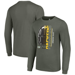 Green Bay Packers Starter Half Helmet Logo Long Sleeve T-Shirt Green