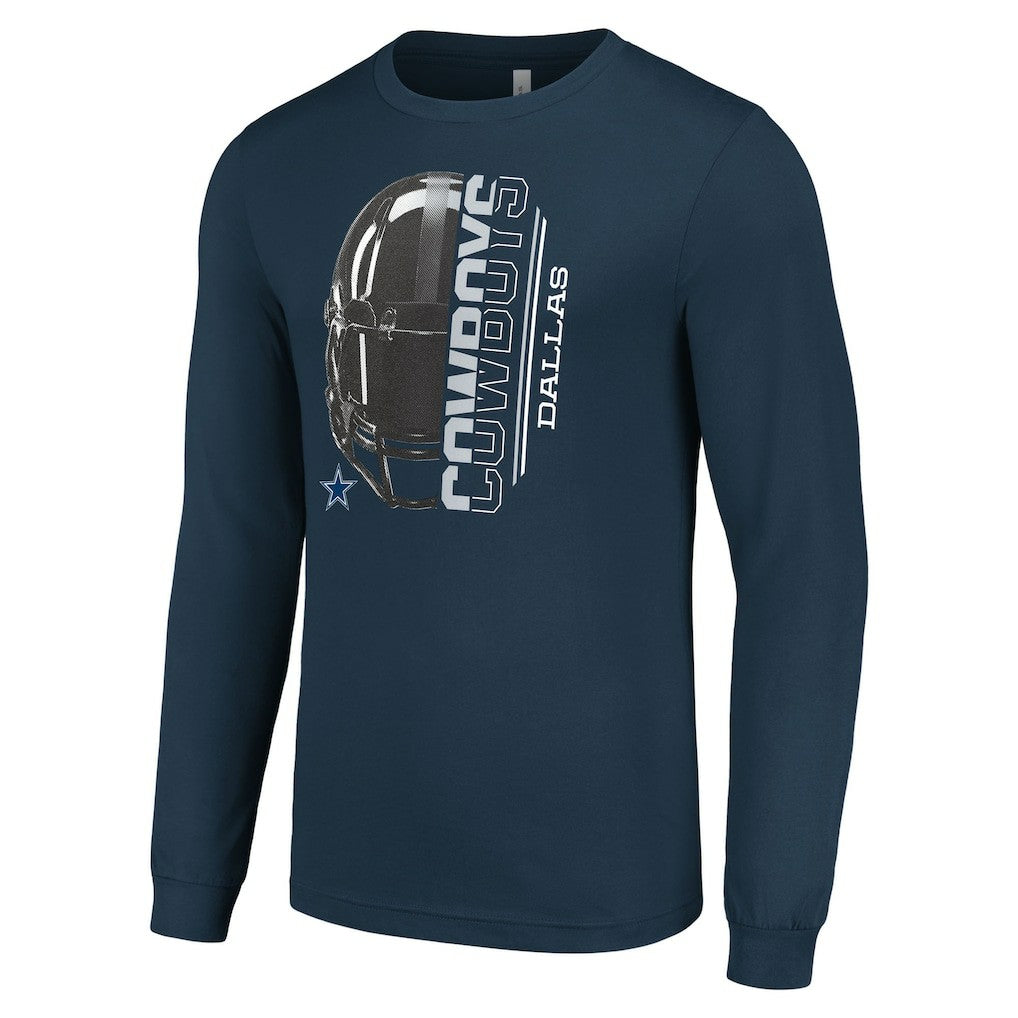 Dallas Cowboys Starter Half Helmet Logo Long Sleeve T-Shirt Navy