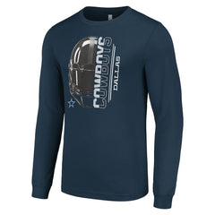 Dallas Cowboys Starter Half Helmet Logo Long Sleeve T-Shirt Navy