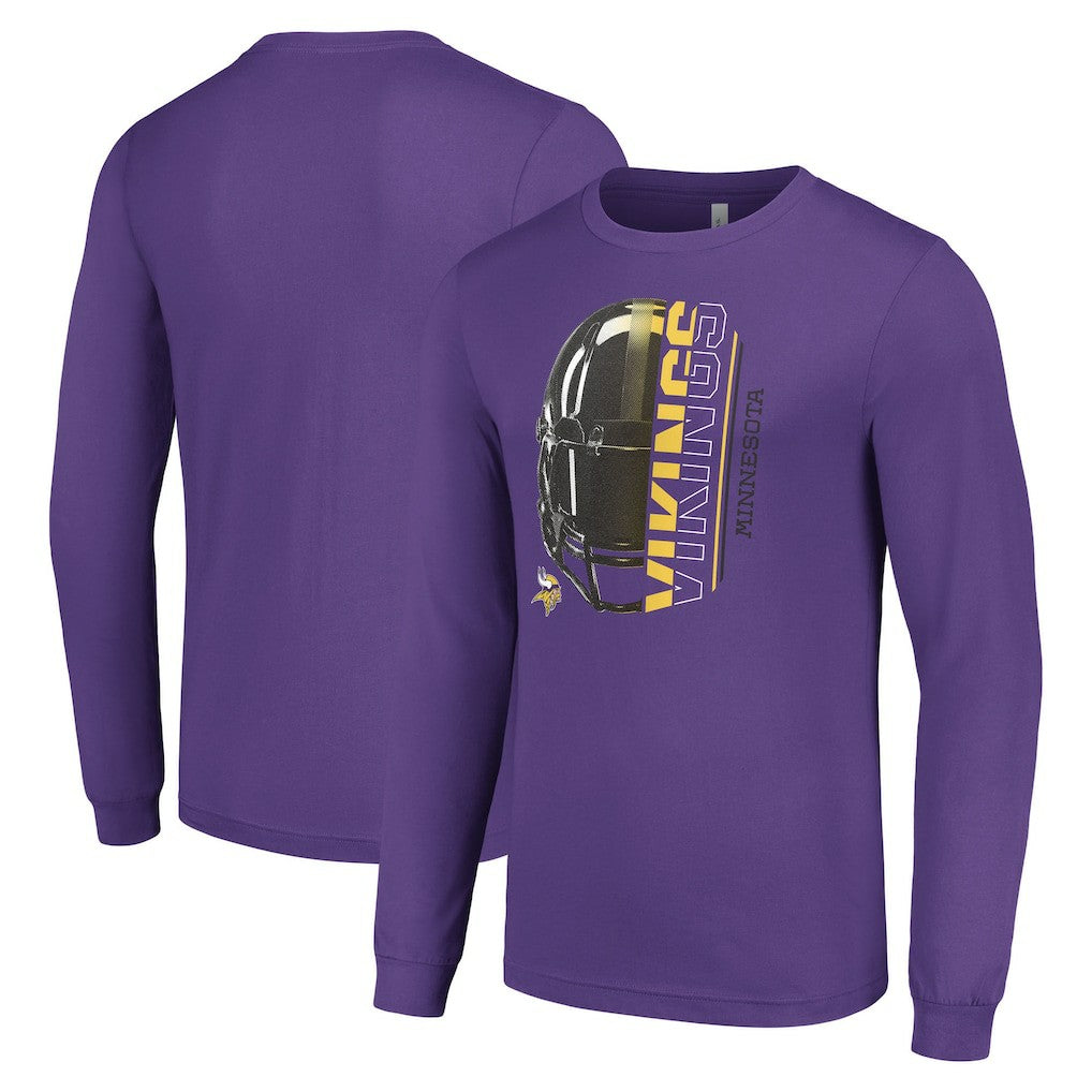 Minnesota Vikings Starter Half Helmet Logo Long Sleeve T-Shirt Purple