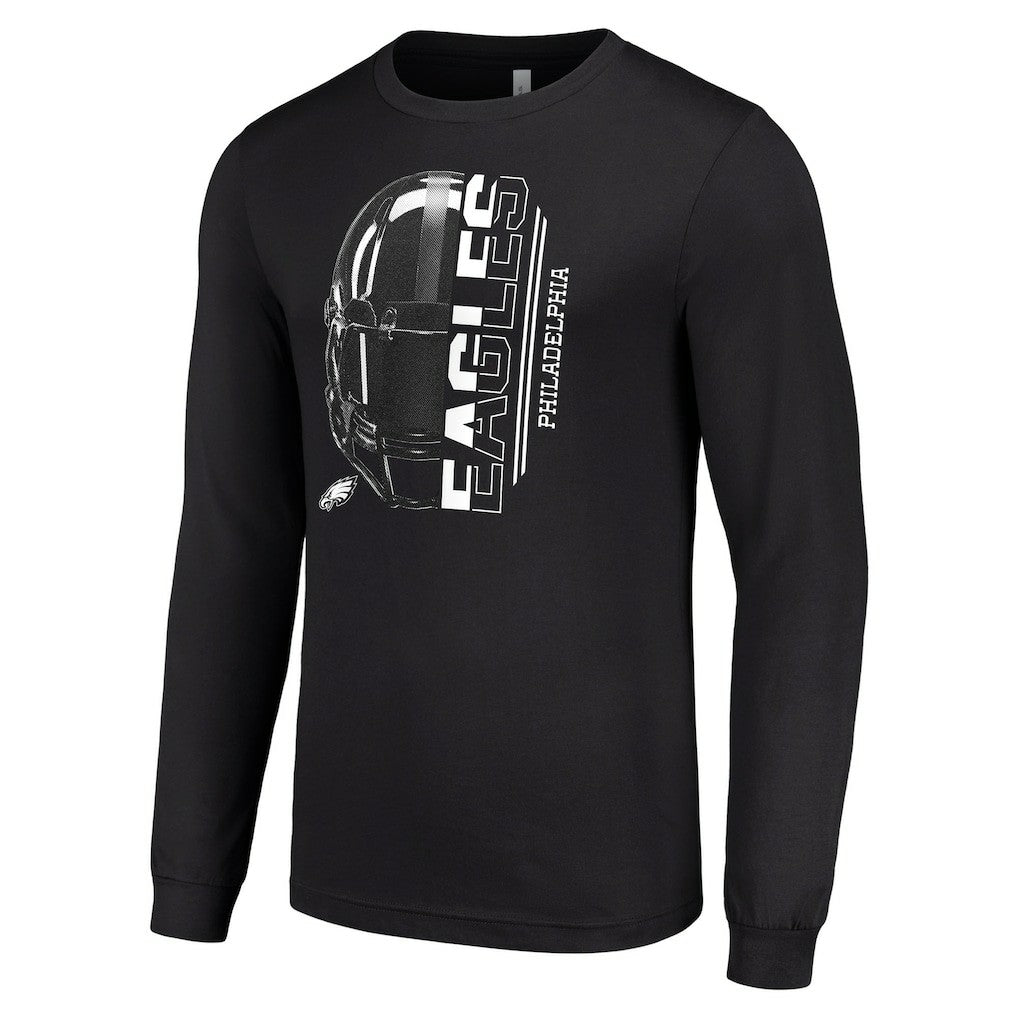 Philadelphia Eagles Starter Half Helmet Logo Long Sleeve T-Shirt Black