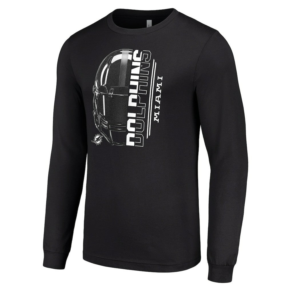 Miami Dolphins Starter Half Helmet Logo Long Sleeve T-Shirt Black