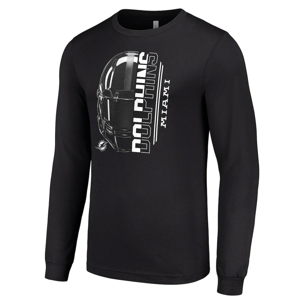 Miami Dolphins Starter Half Helmet Logo Long Sleeve T-Shirt Black