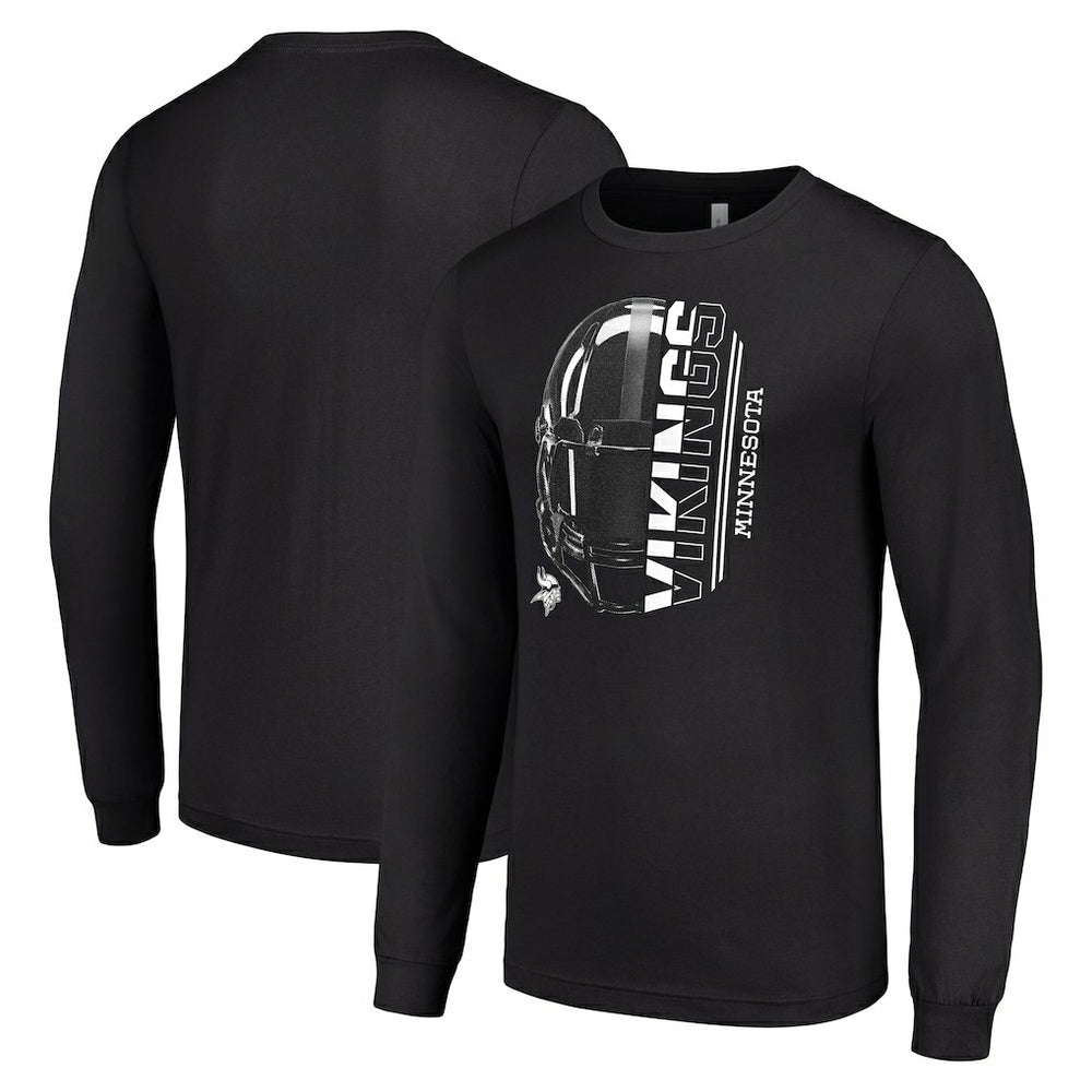 Minnesota Vikings Starter Half Helmet Logo Long Sleeve T-Shirt Black