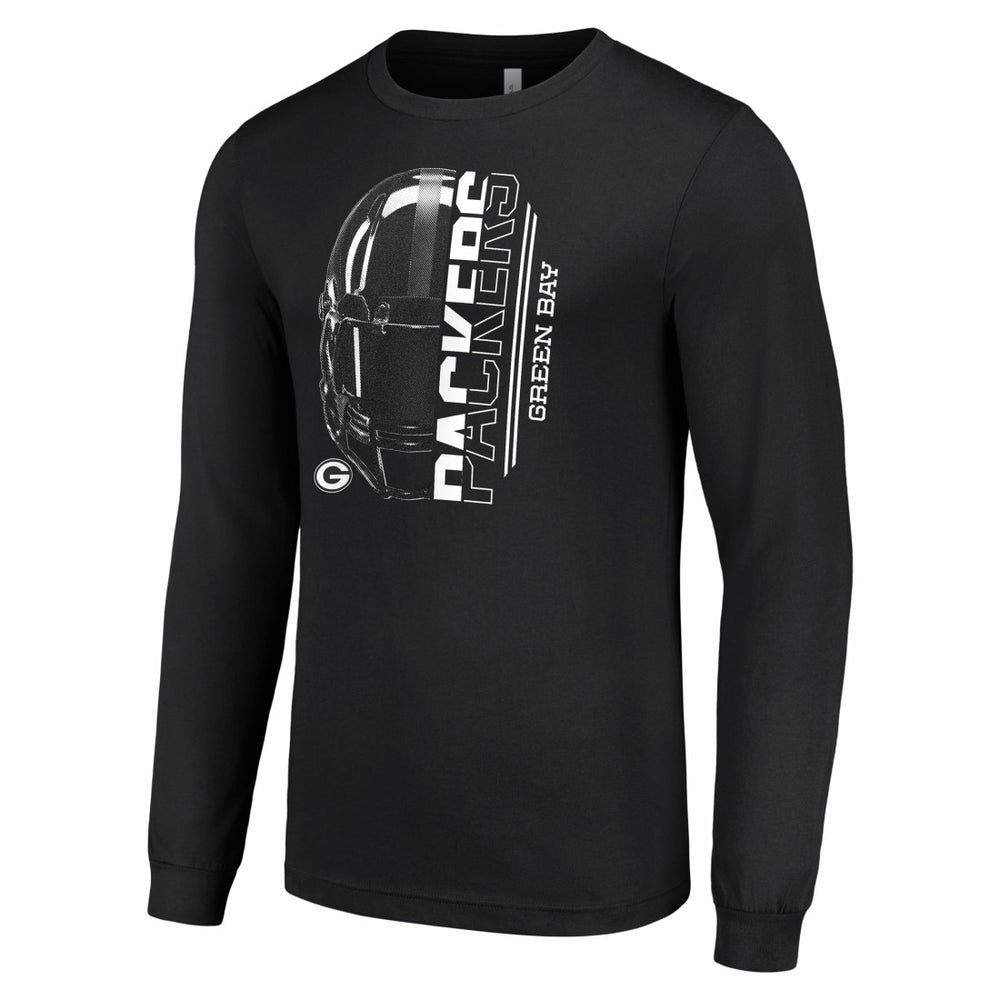 Green Bay Packers Starter Half Helmet Logo Long Sleeve T-Shirt Black