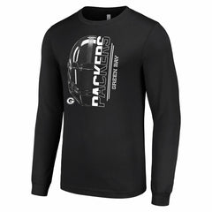 Green Bay Packers Starter Half Helmet Logo Long Sleeve T-Shirt Black