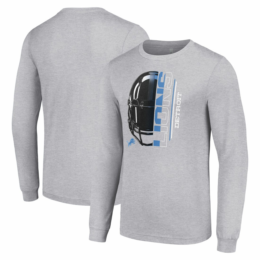 Detroit Lions Starter Half Helmet Logo Long Sleeve Heathered T-Shirt Heather Gray