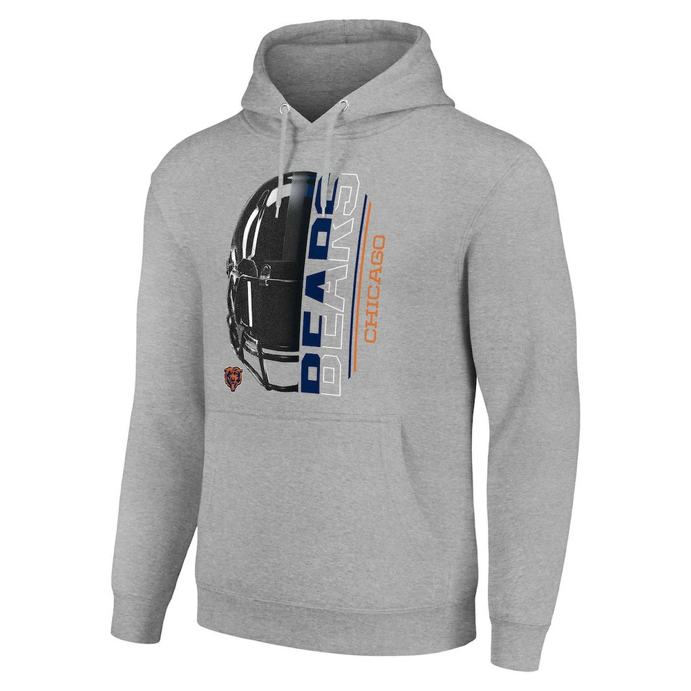Chicago Bears Starter Unisex Half Helmet Logo Pullover Hoodie Heather Gray