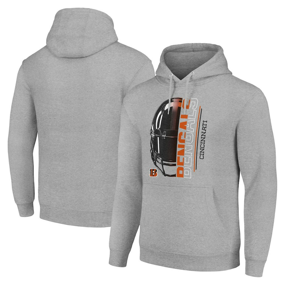 Cincinnati Bengals Starter Unisex Half Helmet Logo Pullover Hoodie Heather Gray