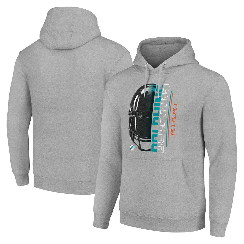 Miami Dolphins Starter Unisex Half Helmet Logo Pullover Hoodie Heather Gray