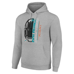 Miami Dolphins Starter Unisex Half Helmet Logo Pullover Hoodie Heather Gray