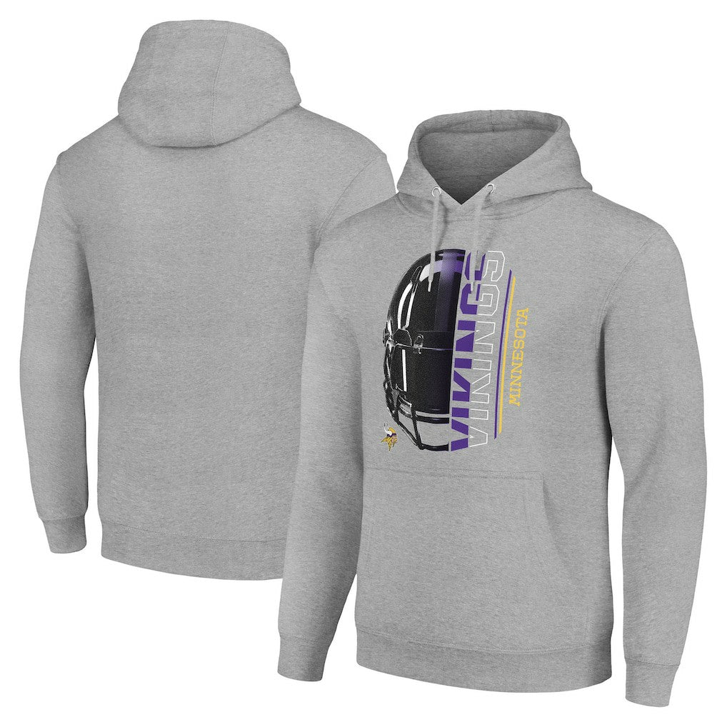 Minnesota Vikings Starter Unisex Half Helmet Logo Pullover Hoodie Heather Gray
