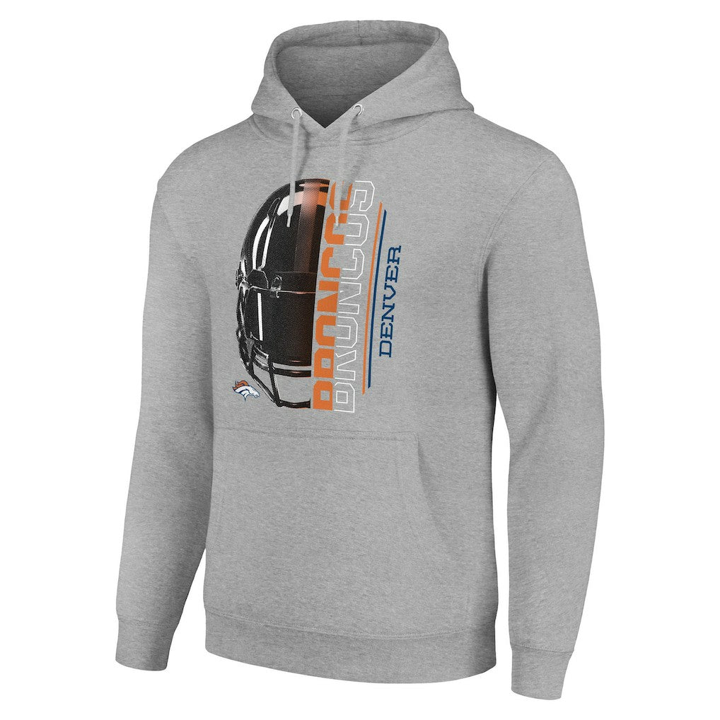 Denver Broncos Starter Unisex Half Helmet Logo Pullover Hoodie Heather Gray