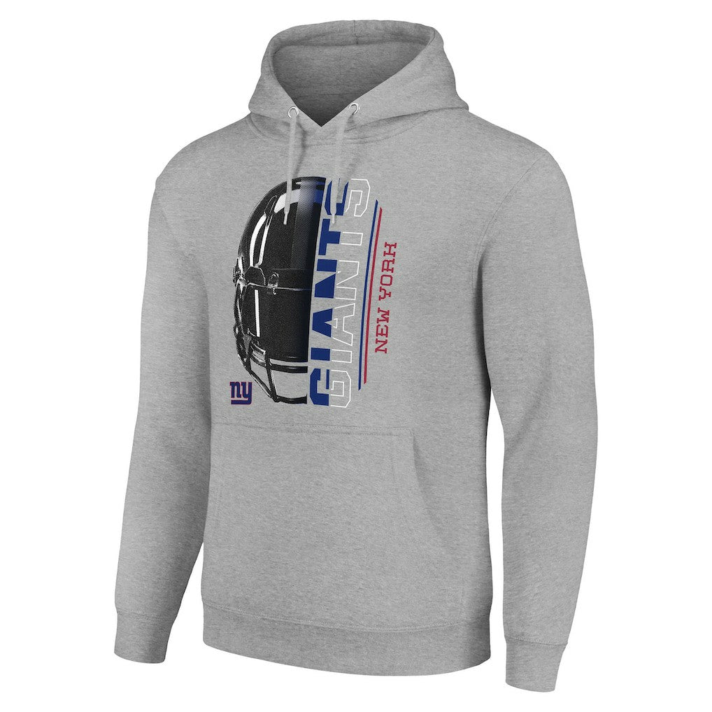 New York Giants Starter Unisex Half Helmet Logo Pullover Hoodie Heather Gray
