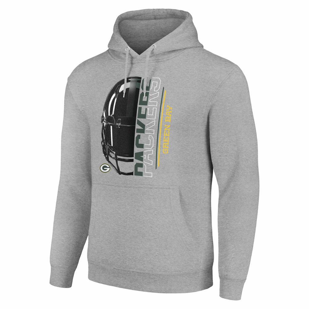 Green Bay Packers Starter Unisex Half Helmet Logo Pullover Hoodie Heather Gray