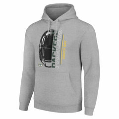 Green Bay Packers Starter Unisex Half Helmet Logo Pullover Hoodie Heather Gray