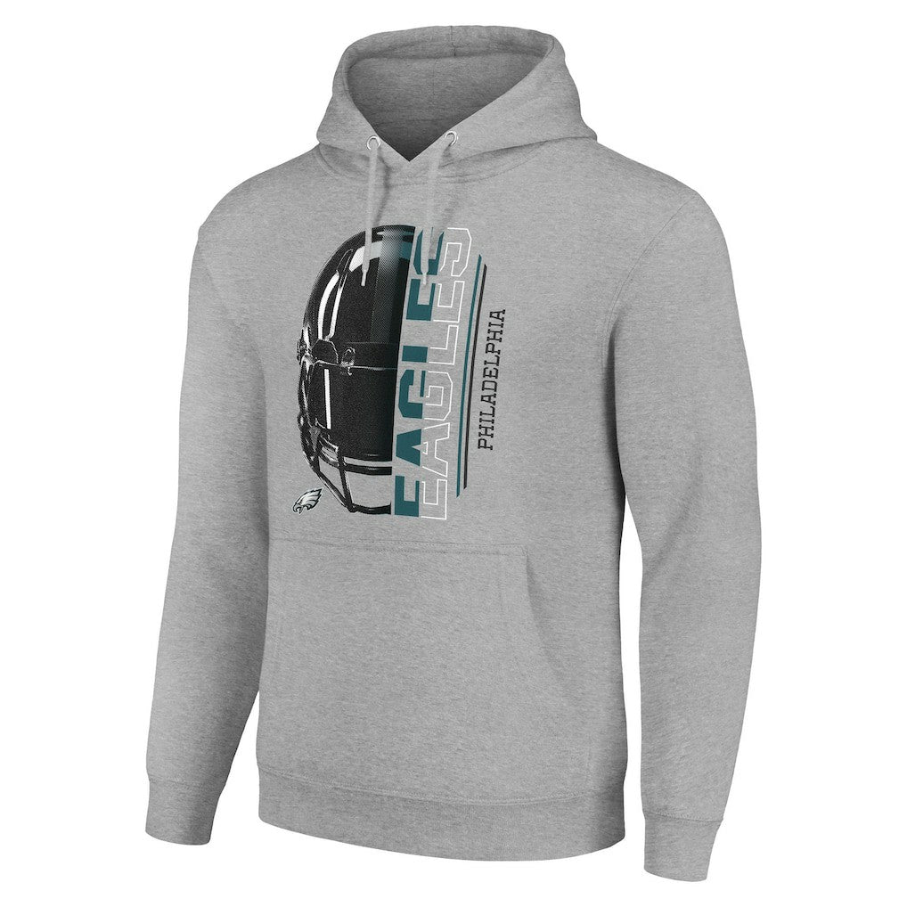 Philadelphia Eagles Starter Unisex Half Helmet Logo Pullover Hoodie Heather Gray