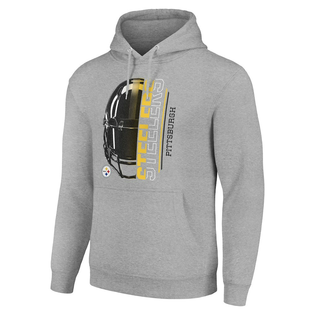 Pittsburgh Steelers Starter Unisex Half Helmet Logo Pullover Hoodie Heather Gray