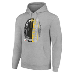 Pittsburgh Steelers Starter Unisex Half Helmet Logo Pullover Hoodie Heather Gray