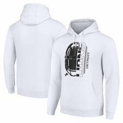 Detroit Lions Starter Unisex Half Helmet Logo Pullover Hoodie White