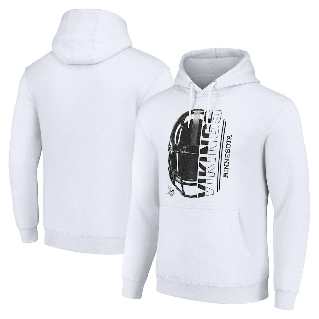 Minnesota Vikings Starter Unisex Half Helmet Logo Pullover Hoodie White