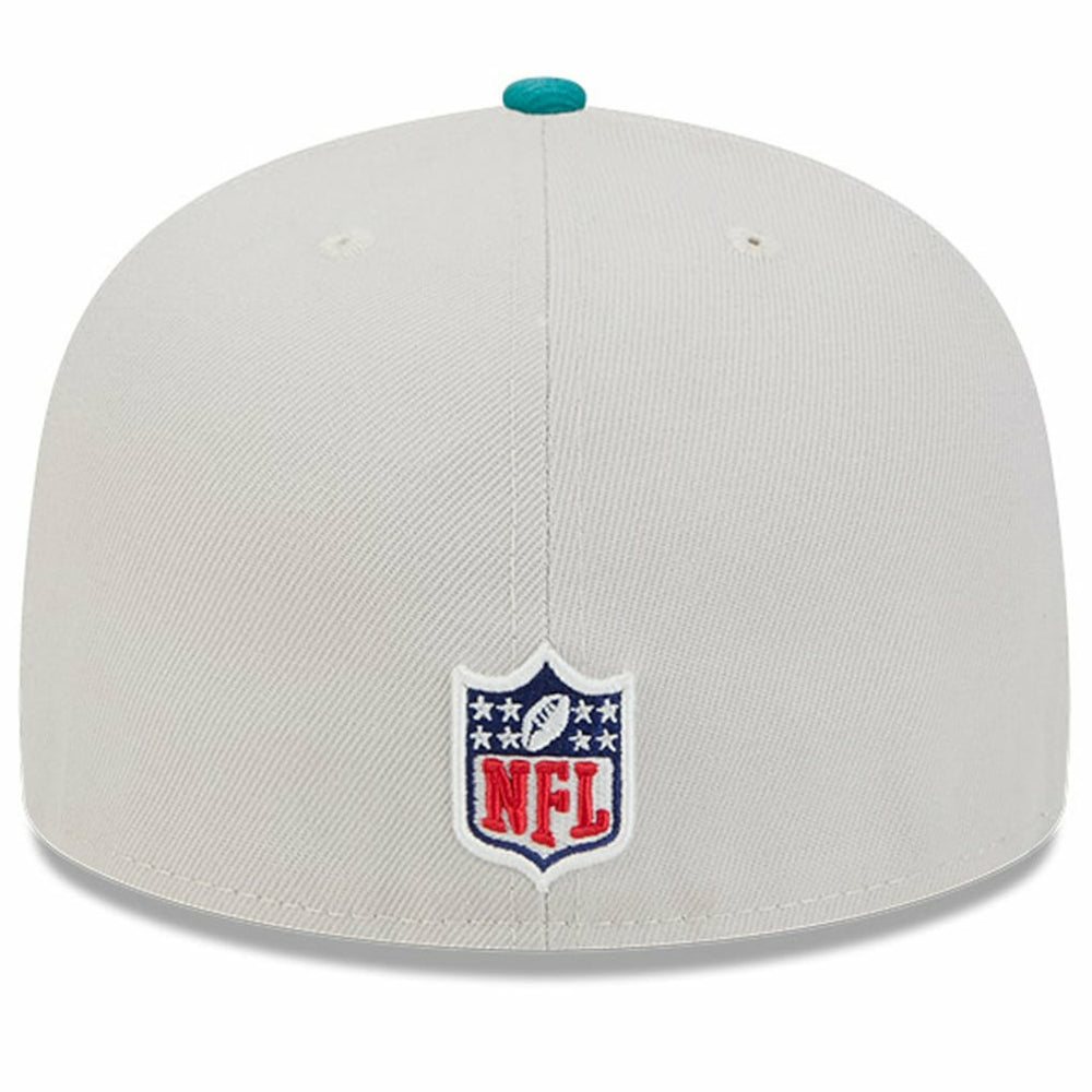 Miami Dolphins New Era 2024 Sideline Historic 59FIFTY Fitted Hat Stone/Aqua