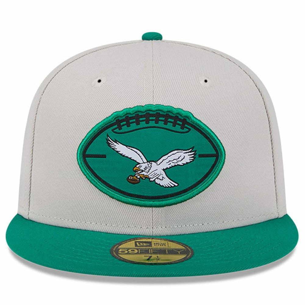 Philadelphia Eagles New Era 2024 Sideline Historic 59FIFTY Fitted Hat Stone/Kelly Green