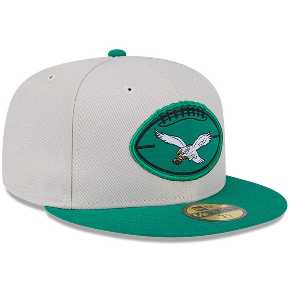 Philadelphia Eagles New Era 2024 Sideline Historic 59FIFTY Fitted Hat Stone/Kelly Green
