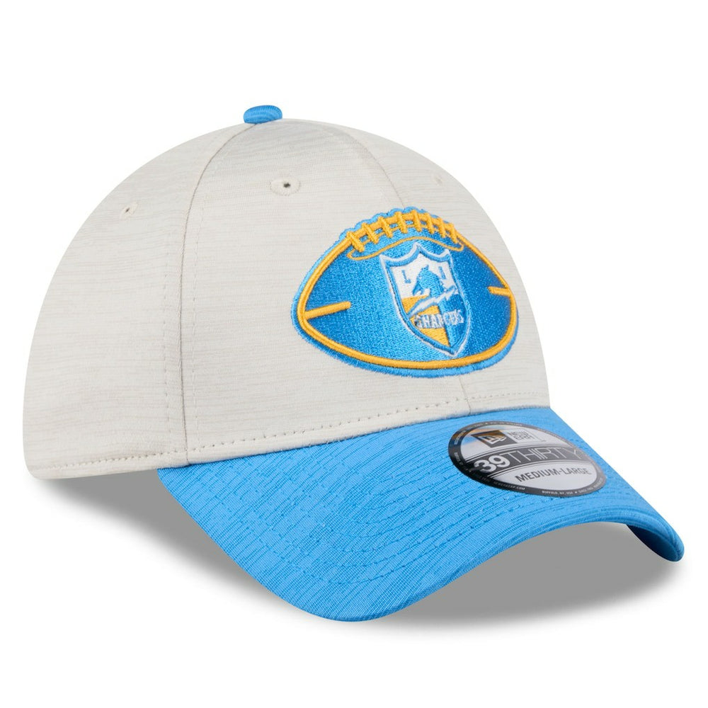 Los Angeles Chargers New Era 2024 Sideline Historic 39THIRTY Flex Hat Stone/Blue