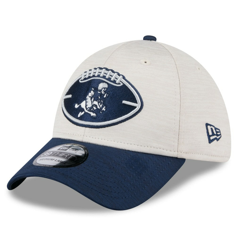 Dallas Cowboys New Era 2024 Sideline Historic 39THIRTY Flex Hat Stone/Navy