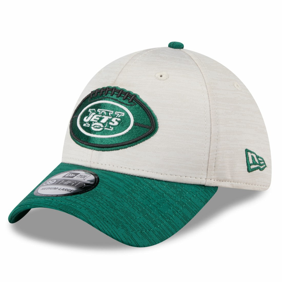New York Jets New Era 2024 Sideline Historic 39THIRTY Flex Hat Stone/Green