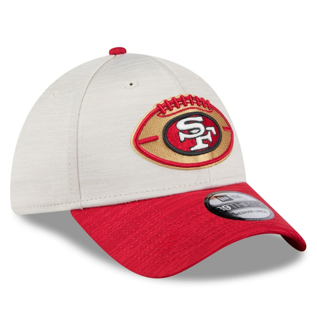 San Francisco 49ers New Era 2024 Sideline Historic 39THIRTY Flex Hat Stone/Scarlet