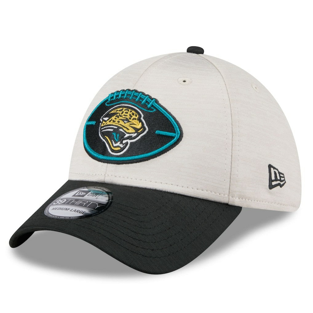 Jacksonville Jaguars New Era 2024 Sideline Historic 39THIRTY Flex Hat Stone/Teal