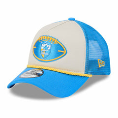 Los Angeles Chargers New Era 2024 Sideline Historic 9FORTY A-Frame Trucker Adjustable Hat Stone/Powder Blue