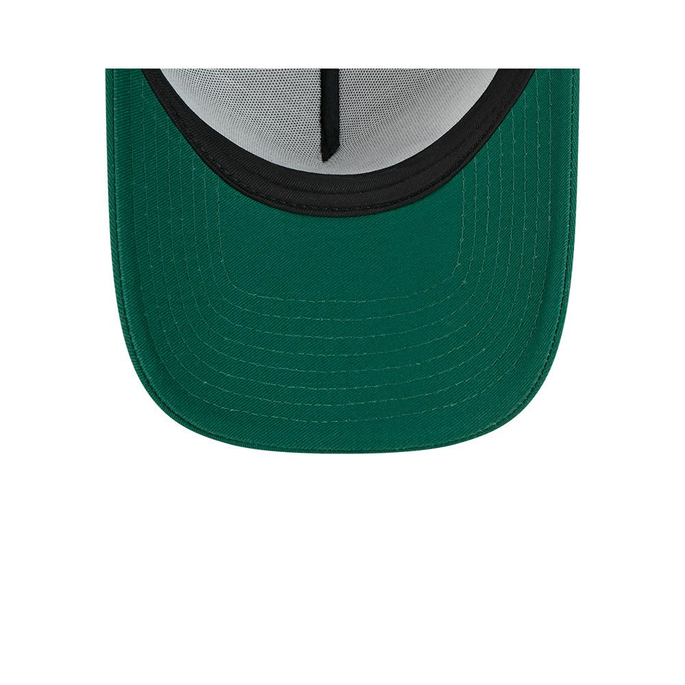 New York Jets New Era 2024 Sideline Historic 9FORTY A-Frame Trucker Adjustable Hat Stone/Green
