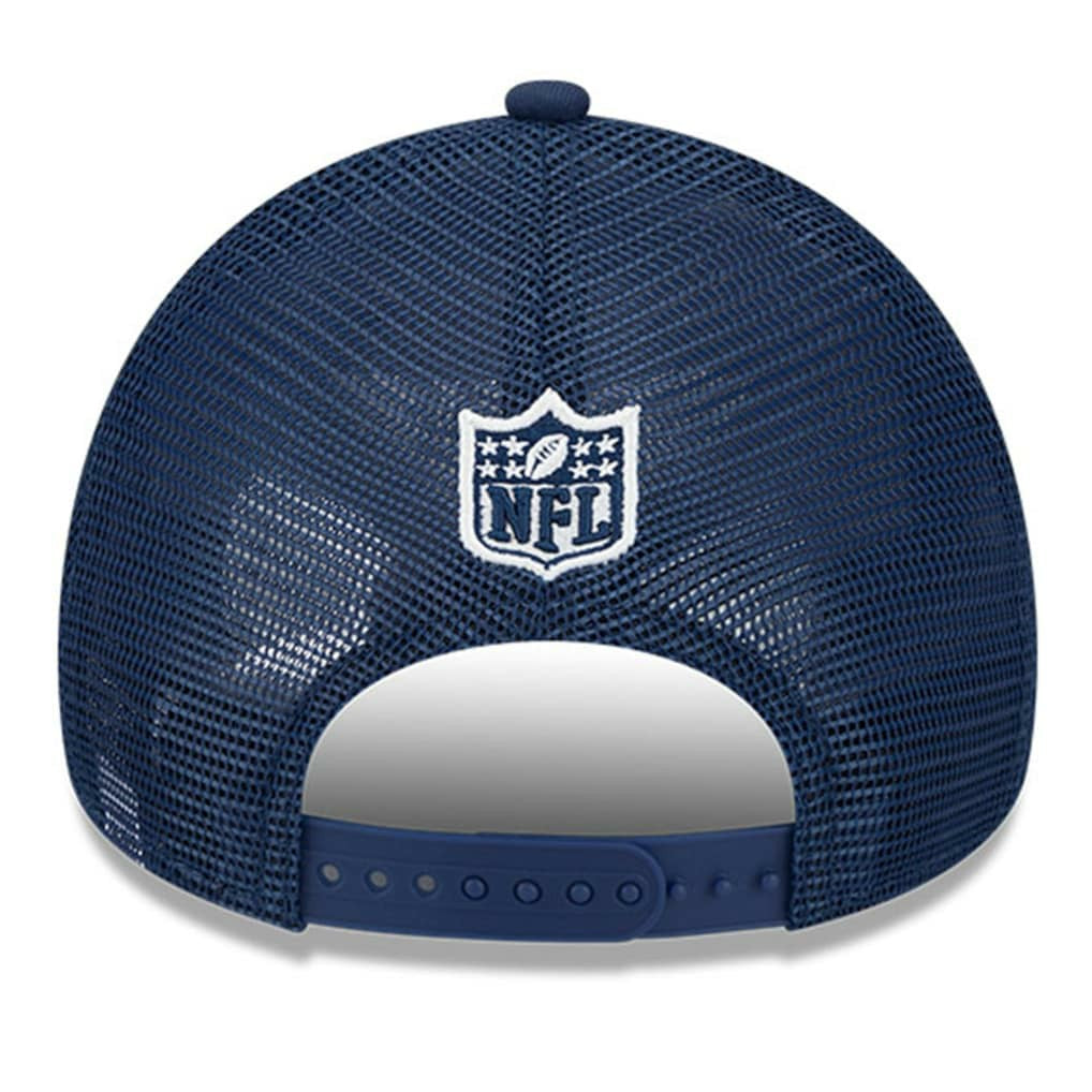 Dallas Cowboys New Era 2024 Sideline Historic 9FORTY A-Frame Trucker Adjustable Hat Stone/Navy